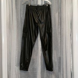Pleather drawstring jogger pants